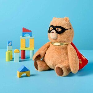 New Tags GiggleScape Superhero Bear 12-Inch Plush Teddy Bear Mask Cape Soft Tan